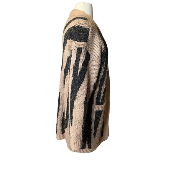 Vero Moda Zelma Coatigan Cardigan Super Soft Long Length Pockets Large Tan Black - Picture 6 of 10